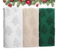Oudain 3 Pcs Green Christmas Hand Towels 29.5x13.7 Inch 100% Cotton | Jacquard Weave Kitchen Decor, Festive Holiday Bathroom Accent, Soft Absorbent Decorative Cotton, Christmas Theme Home