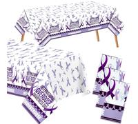 Oudain 3 Pcs Purple Ribbon Awareness Tablecloths, Overdose Awareness Tablecloth, Purple Ribbon Table Cover Decoration for Lupus Inflammatory Bowel Disease Ibd Epilepsy Multiple Myeloma Events Supply