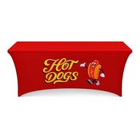 Oudain 6 ft Hot Dogs Tablecloth Stretch Spandex Hot Dogs Table Cloth Cover Fitted Rectangular Standard Folding Tables Protector for Party Banquet Weddings Festival