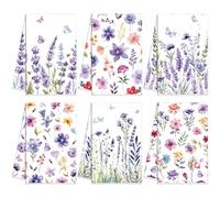 Oudain 6 Pcs Spring Purple Kitchen Dish Towels Lavender Flower Hand Tea Towels Floral Butterfly Decoration Gift for Spring Holiday Bathroom Accessories