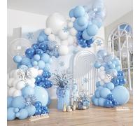 Ouddy Party 149Pcs Blue and White Balloon Arch Garland Kit Different Size 18 12 10 5Inch, 6Pcs 18” Clear Light Blue Metallic Confetti Sliver Balloons for Baby Shower Wedding Birthday Party Decorations