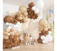 Ouddy Party 149Pcs Boho Brown Balloon Arch Garland Kit Different Sizes 18 12 10 5Inch, 6Pcs 18” White Nude Blush Neutral Balloons for Bear Baby Shower Wedding Jungle Safari Birthday Party Decorations