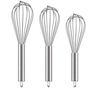 Ouddy Set of 3 Stainless Steel 8"+10"+12", Kitchen Balloon Hand Stainless Set for Blending Whisking Beating Stirring, Silver