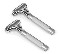 OUDEW Safety Tool, Aluminium Alloy Hammer with Seat Belt Cutter, 2 Pack (Silver, 0.5 kg), Fireproof, Underwater Emergency Escape Tool for Cars