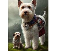 OuDeZjzhu Canvas Painting Wall Art 58x90cm Picture of a Scottish Landscape with Highland Lassie Wearing no frame Poster