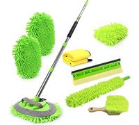 OuDiLee 62'' Car Wash Brush with Long Handle & 8PCS Car Cleaning Kit - Chenille Microfiber Scratch for RVs, Cars, SUVs, Trucks, Car Wash Mop & Detailing Tools