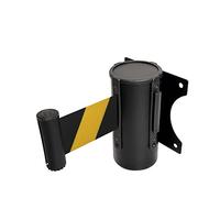 OUdini Retractable Safety Barrier Belt, Wall Mounted Pull Out Queue Belt, Queuing Safety Tape Cordon for Outdoor Parking Lot Retail Stores Airports Banks/Black-C/2M