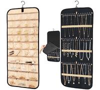 Oudizz Necklace Organiser Storage - Hanging Jewellery Organiser with Dustproof Cover and Rotating Metal Hook - Rotating Display Stand Earring Holder 1 Piece, Large, Black