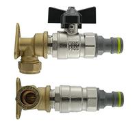 Oudoor Garden 15mm Copper Pipe Compression Wall/Back Plate +Metal Butterfly Valve+Click Hose Connection