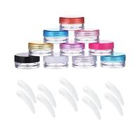 OUDQFCJ 10 x cosmetic containers and 10 x scoop, transparent empty containers, cream can, mini cans, travel sample container, make-up curved spatula, spatula cosmetic (transparent)