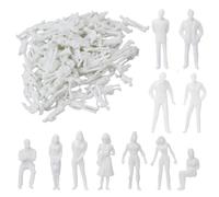 OUDQFCJ 100 Pieces Unpainted Model Figures, Various Standing Figures and Poses, Miniature People and Person Figurines for Architectural Planning Projects and Model Railways (Scale H0 1:100) (White)