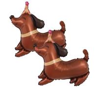 OUDQFCJ 2 Pcs 3D Foil Balloons Dachshund Giant Animal Decorations Dog Home Birthday Party Supplies for Kids Boys Girls