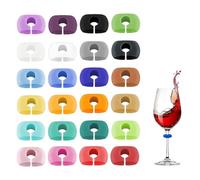 OUDQFCJ 24 Pieces Wine Glass Charms Tags with Bottle Stopper, Silicone Wine Glass Drink Markers for Party Decorations Home Use Glass Marker Wine Marker Multicoloured