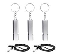 OUDQFCJ 5 Pcs Strong Signal Whistle with Keyring, Survival for Outdoor and Refereing, Emergency Mountain, Professional Metal Electronic (Silver)