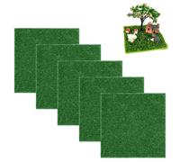 OUDQFCJ 5 Pieces Artificial Grass for Mini Garden, Crafts, Decoration, Mini Lawn, Small, DIY, Mini Garden Decoration (15 x 15 cm)