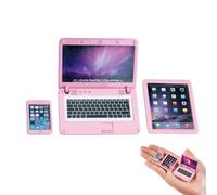 OUDQFCJ Dollhouse Learning Accessories Set of 3 Barbie Accessories Miniature Metal Laptop Cell Phone Tablet Dollhouse Accessories