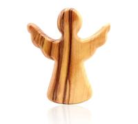 OUDQFCJ Handmade Guardian Angel Made of Olive Wood - Worry Stone as a Gift for Birth, Christening, Communion and Confirmation (Without Engraving)