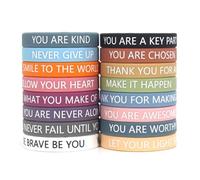 OUDQFCJ Pack of 16 Children's Motivational Bracelets Silicone Bracelets with Positive Sayings Courage Gift Motivational Rubber Bracelets Children's Birthday Party Bag for Teenagers Colleagues