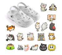 OUDQFCJ Pack of 18 Shoe Charms, Cat Shoe Charms, Removable Shoe Pins, Children's Pins, Personalised, Shoes DIY Decorations, for Jibbitz Crocs, Children's Cartoon Cat Shoe Charm Accessories