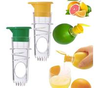 OUDQFCJ Pack of 2 Manual Citrus Juicers, Lemon Squeezer with Screw Cap, Small and Portable, for Oranges, Lemons and Other Citrus Fruits (Yellow and Green)