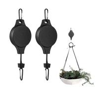 OUDQFCJ Pack of 2 Rope Pulley Hanging Plant Lift Retractable Flower Basket Hook Adjustable Pull Down Hanger Hook Plant Holder for Bird House Hanging Basket