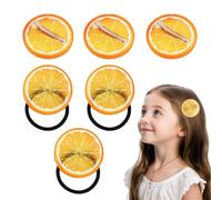 OUDQFCJ Pack of 3 Hair Clips Orange Hair Clips + 3 Orange Discs Elastic Hair Scrunchie Girls Women Cute Fruit Hair Accessories for Carnival Party