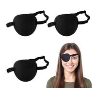 OUDQFCJ Pack of 3 Medical Adjustable Pirate Eye Patches for Adults and Children, for Left or Right Eyes, Lazy Amblyopia and Cosplay