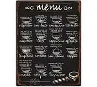 Oudrspo 5.5"X 8" Metal Vintage Tin Sign Decor 15 Coffee Recipe Menu Wood Signs Wall Art Tin Sign Poster Vintage Metal Signs For Bar Music Club