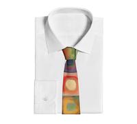 Oudrspo Abstract Art Squares print Skinny Tie for Men 3.1" Soft Men's Necktie Business Silk Slim Tie for Weddings Party Gifts
