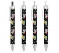Oudrspo Abstract Colorful Triangle with Patterns Ballpoint Pen Retractable Writing Smooth Black Ink Ball Point Pens Office Supplies 4 PCS