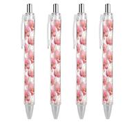 Oudrspo Abstract Flowers Retractable Ballpoint Pens Black Gel Ink Pen Smooth Writing for Office Home Work
