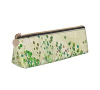 Oudrspo Abstract Leaves Pencil Case Cosmetic Bag Pen Pouch Leather Triangle Storage Bag Zippered Stationery Organizer for Adults Office