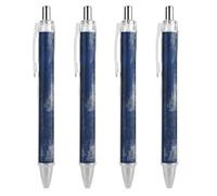 Oudrspo Abstract Navy Blue Painting Ballpoint Pen Retractable Writing Smooth Black Ink Ball Point Pens Office Supplies 4 PCS