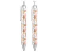 Oudrspo Aesthetic Boho Abstract Shapes Black Pens Ballpoint Pen Ball Point Pen Smooth Writing Gel Pens Retractable 0.5 Fine Point for School Office Aesthetic Boho Abstract Shapes Pattern 2 PCS