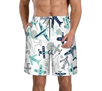 Oudrspo Airplane Airplane Men's Casual Elastic Waist Drawstring Summer Quick Dry Beach Pants,Suitable for Soccer,Vacation
