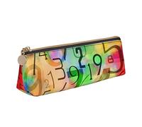 Oudrspo Algebra Abstract Pattern Pencil Case Cosmetic Bag Pen Pouch Leather Triangle Storage Bag Zippered Stationery Organizer for Adults Office