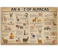 Oudrspo Alpaca Knowledge Metal Tin Signs Vintage An A- Z Of Alpacas Posters Alpaca Infographic Plaques Farmhouse Farm Home Wall Decor 12x16 Inches