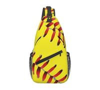 Oudrspo American Red Line Yellow Softball Portable And Large Capacity Men'S Casual Cross Chest Bag