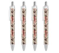 Oudrspo Ancient Egyptian Pattern Retractable Ballpoint Pens Black Gel Ink Pen Smooth Writing for Office Home Work