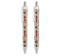Oudrspo Ancient Egyptian Pattern Retractable Ballpoint Pens Black Gel Ink Pen Smooth Writing for Office Home Work