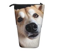 Oudrspo Animal Dog photo7 Standing Pencil Case, Cute Pen Pouch, Telescopic Stationery Pouch Makeup Cosmetics Bag for Women Office