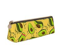 Oudrspo Avocado Doing Exercise Pencil Pouch Triangle Pen Case Portable Pencil Bag Leather Organizer with Zipper Cosmetic Pouch Bag