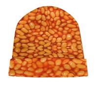 Oudrspo Baked Bean Food Beanie Hat Cancer Headwear Knitted Skull Cap Funny Cuffed Roll-Up Edge Pullover Cap for Women, Men