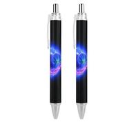 Oudrspo Basketball Flames Lights Black Pens Ballpoint Pen Ball Point Pen Smooth Writing Gel Pens Retractable 0.5 Fine Point for School Office Basketball Flames Lights Pattern 2 PCS
