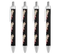 Oudrspo Bass Fish U.S. Flag Funny Ballpoint Pen Printed Retractable Black Round Barrel Fine Point Pens 0.5mm 1/2/4 Pcs