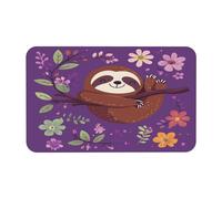 Oudrspo Bath Mat Cute Sloth Flower Absorbent Non Slip Doormat 19.7x31.5 in Washable Diatomaceous Shower Mat Floor Mats for Bathroom Kitchen Entryway