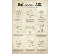 Oudrspo Bathroom Asl Metal Sign Vintage Bathroom Decor Aluminum Sign Language Knowledge Tin Poster Home Room Club Wall Decoration Plaque 8x12inch