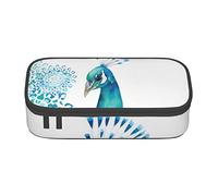 Oudrspo Beautiful Peacock and Floral Printed Durable Pencil Pouch Stationery Case with Zipper Compartment Large Capacity Portable Pencil Case