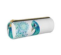 Oudrspo Beautiful Peacock and Floral Printed Leather Zipper Pencil Pouch, Portable Stationery Bag, Organizer Stationery Case, Unisex