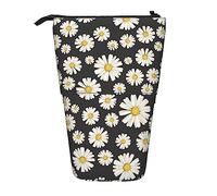 Oudrspo Beautiful White Daisies Pencil Case,Stand Pencil Pouch,Telescopic Pencil Case Stand Pencil Holder Pen Bag